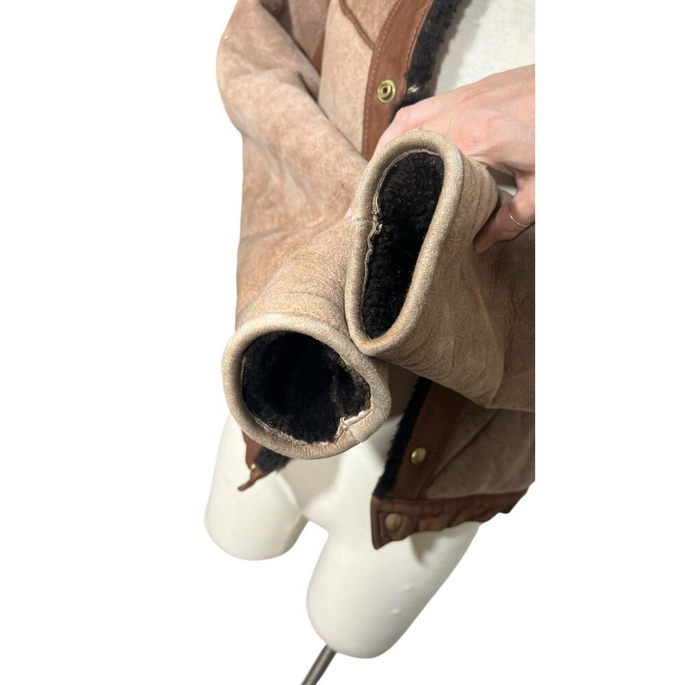 Vintage East West California Shearling Patchwork Suede Bomber Jacket 70s - Picture 10 of 16